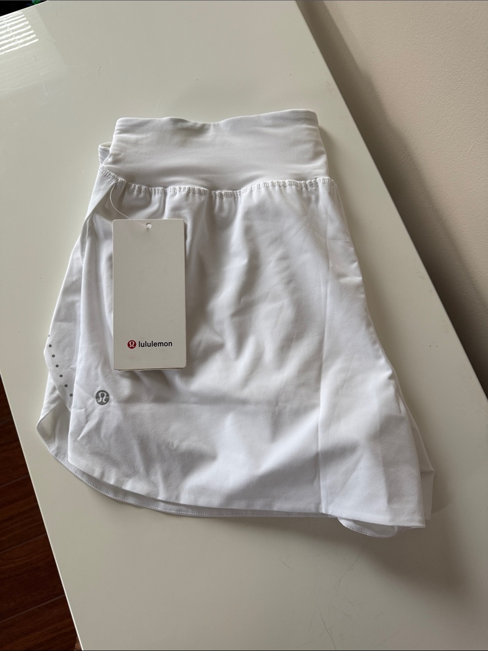 Lululemon size L/10 fast and free high rise split shorts 3” white NWT
